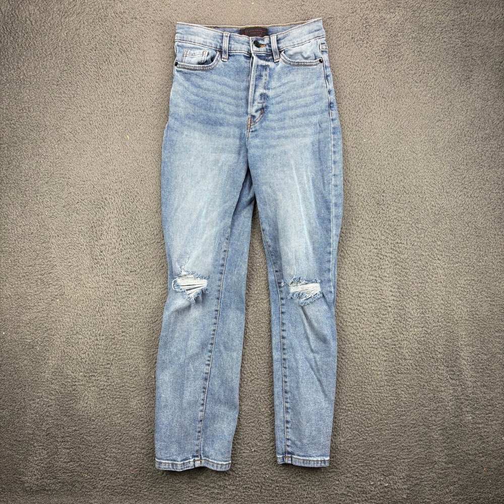 Love‎ For Humanity Premium Denim Womens 1/25 Light Wash Distressed Skinny Jeans